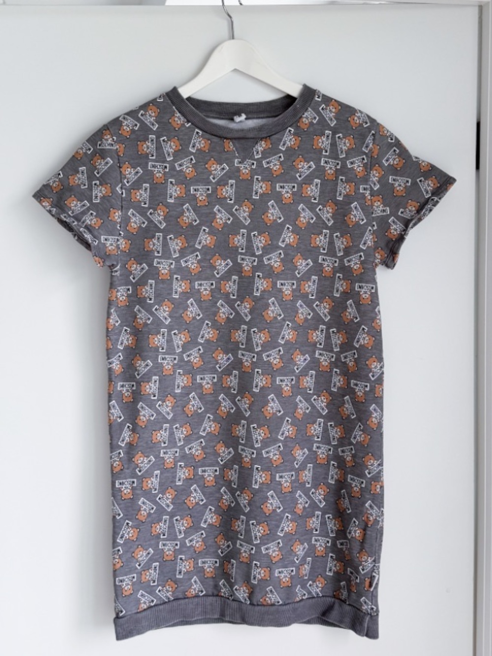 Moschino Underwear Teddy Bear Sweatshirt Dress Fleece Grey Graphic XXS